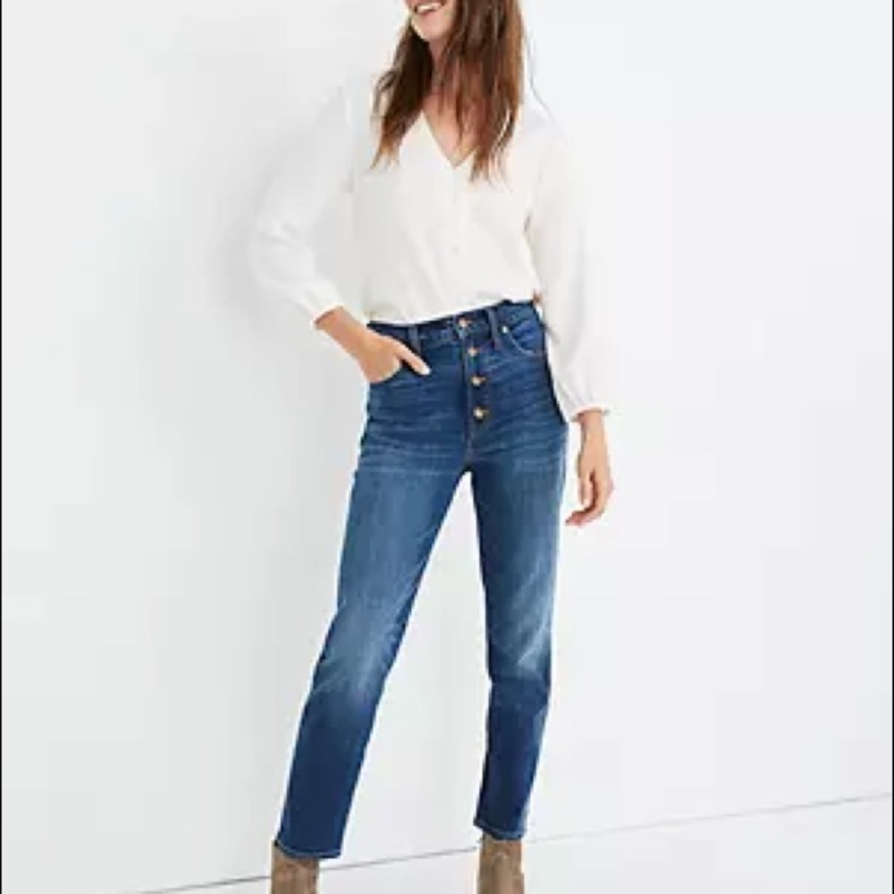 MADEWELL JEANS 25TALL PERFECT VINTAGE BUTTON-FRONT